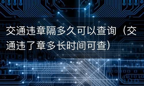 交通违章隔多久可以查询（交通违了章多长时间可查）