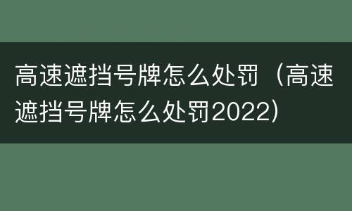 高速遮挡号牌怎么处罚（高速遮挡号牌怎么处罚2022）