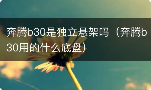 奔腾b30是独立悬架吗（奔腾b30用的什么底盘）