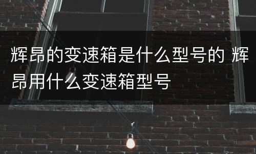 辉昂的变速箱是什么型号的 辉昂用什么变速箱型号