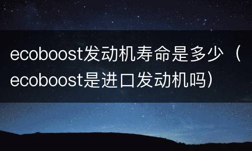 ecoboost发动机寿命是多少（ecoboost是进口发动机吗）