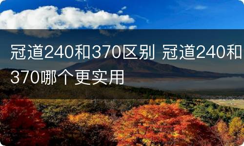 冠道240和370区别 冠道240和370哪个更实用