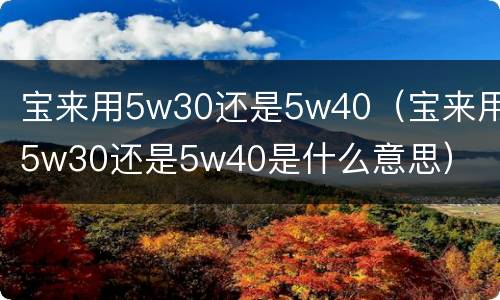 宝来用5w30还是5w40（宝来用5w30还是5w40是什么意思）