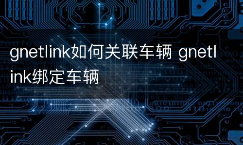 gnetlink如何关联车辆 gnetlink绑定车辆