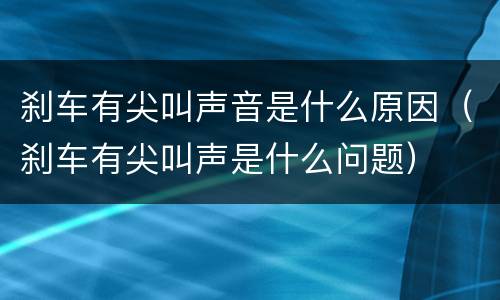 刹车有尖叫声音是什么原因（刹车有尖叫声是什么问题）