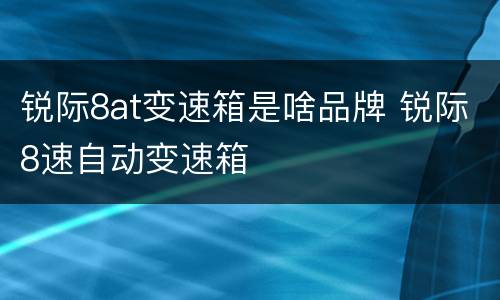 锐际8at变速箱是啥品牌 锐际8速自动变速箱