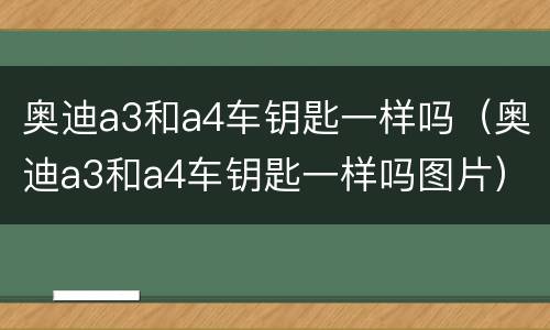 奥迪a3和a4车钥匙一样吗（奥迪a3和a4车钥匙一样吗图片）