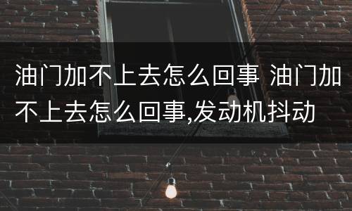 油门加不上去怎么回事 油门加不上去怎么回事,发动机抖动