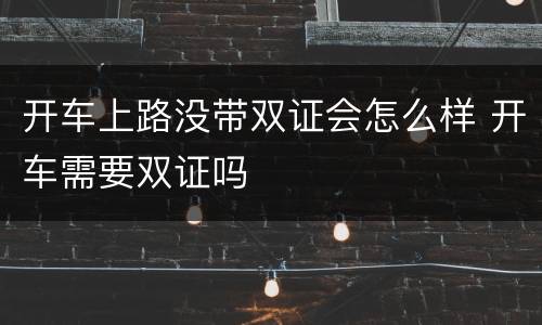 开车上路没带双证会怎么样 开车需要双证吗