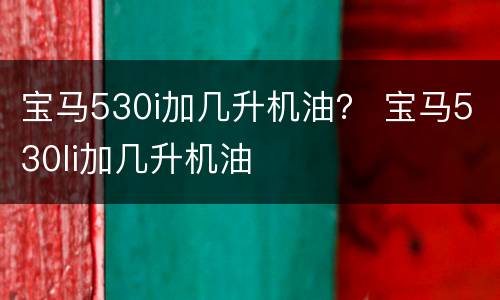 宝马530i加几升机油？ 宝马530li加几升机油