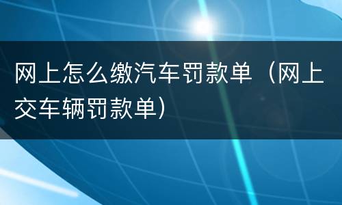 网上怎么缴汽车罚款单（网上交车辆罚款单）