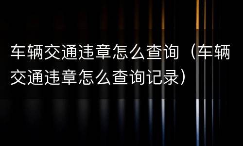 车辆交通违章怎么查询（车辆交通违章怎么查询记录）