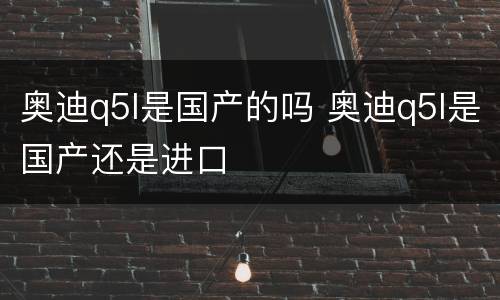 奥迪q5l是国产的吗 奥迪q5l是国产还是进口