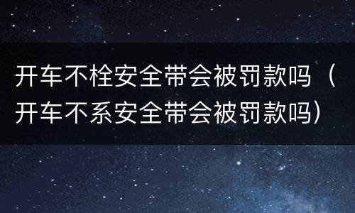 开车不栓安全带会被罚款吗（开车不系安全带会被罚款吗）