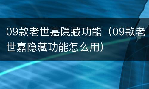 09款老世嘉隐藏功能（09款老世嘉隐藏功能怎么用）