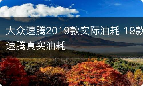 大众速腾2019款实际油耗 19款速腾真实油耗