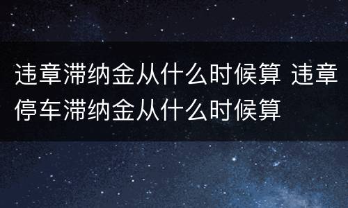 违章滞纳金从什么时候算 违章停车滞纳金从什么时候算