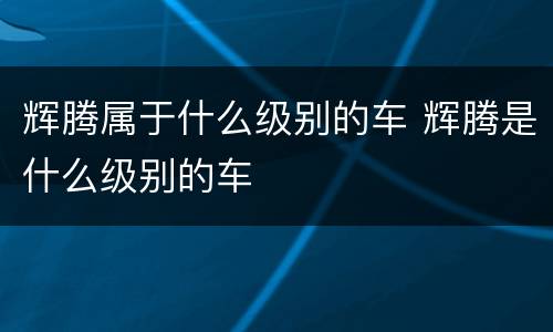 辉腾属于什么级别的车 辉腾是什么级别的车