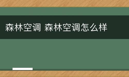 森林空调 森林空调怎么样