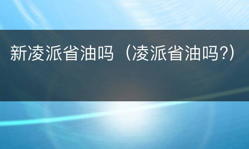 新凌派省油吗（凌派省油吗?）