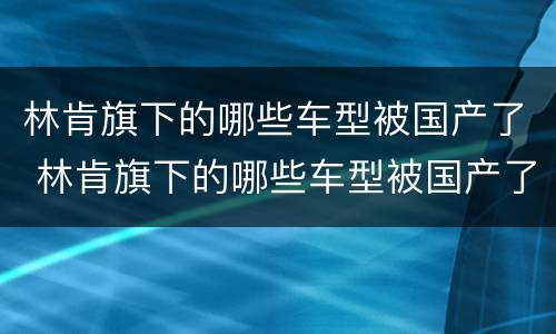 林肯旗下的哪些车型被国产了 林肯旗下的哪些车型被国产了呢