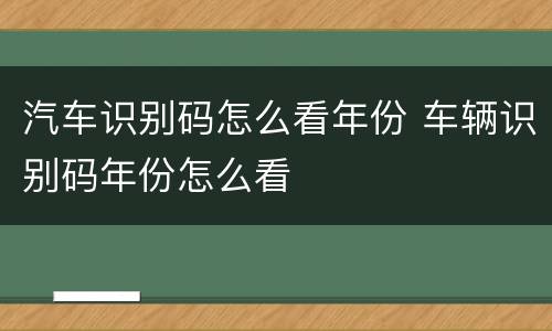 汽车识别码怎么看年份 车辆识别码年份怎么看