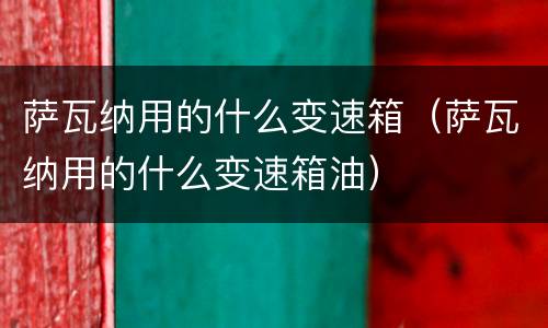 萨瓦纳用的什么变速箱（萨瓦纳用的什么变速箱油）