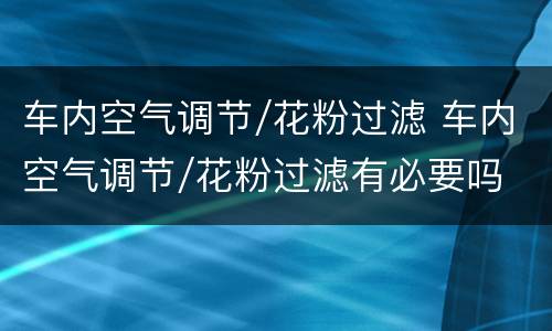 车内空气调节/花粉过滤 车内空气调节/花粉过滤有必要吗