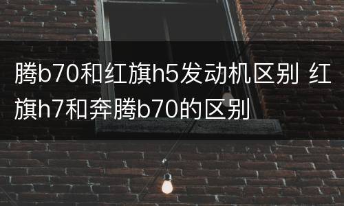 腾b70和红旗h5发动机区别 红旗h7和奔腾b70的区别