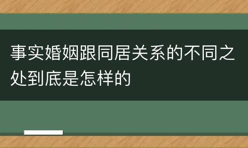 事实婚姻跟同居关系的不同之处到底是怎样的