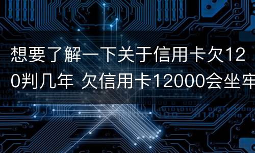 想要了解一下关于信用卡欠120判几年 欠信用卡12000会坐牢吗