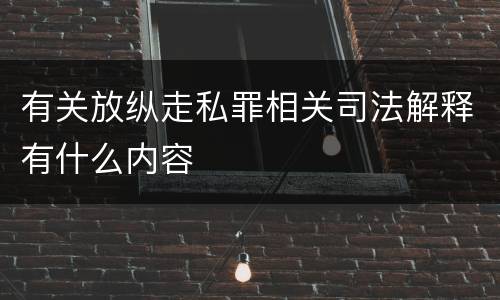 有关放纵走私罪相关司法解释有什么内容