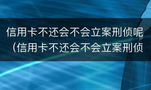 信用卡不还会不会立案刑侦呢（信用卡不还会不会立案刑侦呢怎么办）