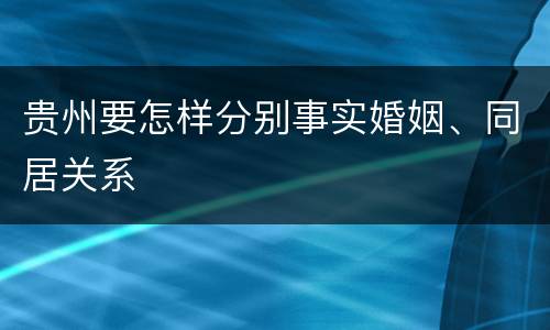 贵州要怎样分别事实婚姻、同居关系