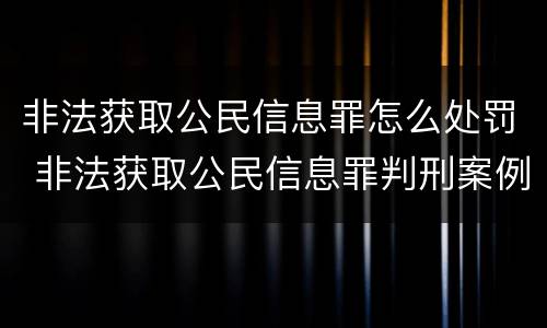 非法获取公民信息罪怎么处罚 非法获取公民信息罪判刑案例