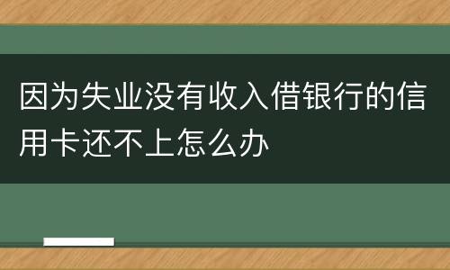 因为失业没有收入借银行的信用卡还不上怎么办