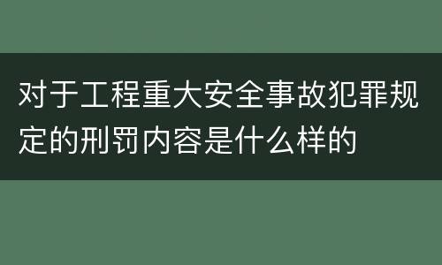 对于工程重大安全事故犯罪规定的刑罚内容是什么样的