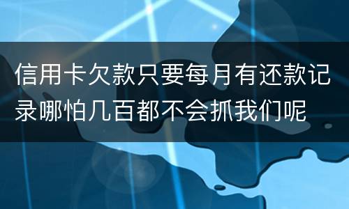 信用卡欠款只要每月有还款记录哪怕几百都不会抓我们呢