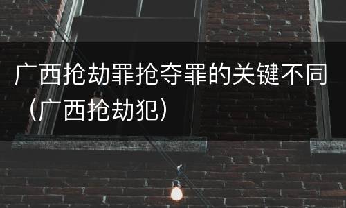 广西抢劫罪抢夺罪的关键不同（广西抢劫犯）