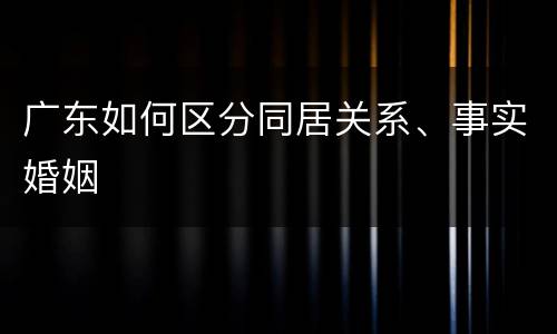 广东如何区分同居关系、事实婚姻