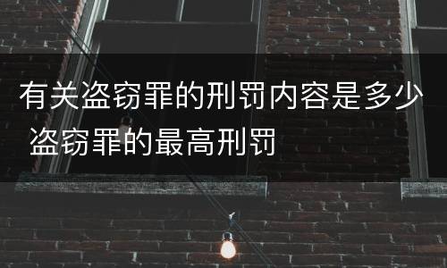 有关盗窃罪的刑罚内容是多少 盗窃罪的最高刑罚