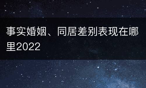 事实婚姻、同居差别表现在哪里2022