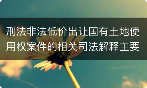 刑法非法低价出让国有土地使用权案件的相关司法解释主要规定都有哪些