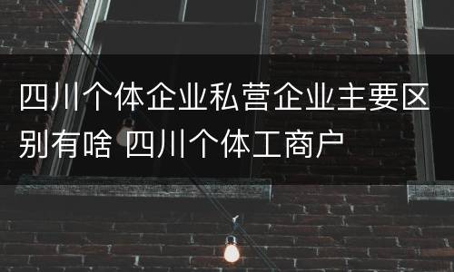 四川个体企业私营企业主要区别有啥 四川个体工商户