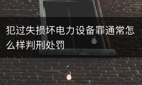 犯过失损坏电力设备罪通常怎么样判刑处罚