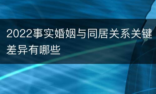 2022事实婚姻与同居关系关键差异有哪些