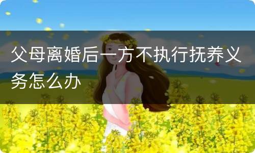 父母离婚后一方不执行抚养义务怎么办