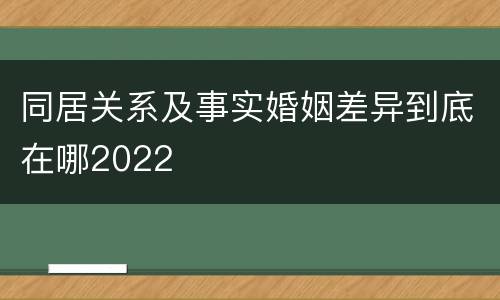 同居关系及事实婚姻差异到底在哪2022