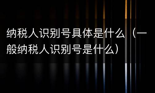 纳税人识别号具体是什么（一般纳税人识别号是什么）