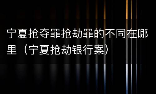 宁夏抢夺罪抢劫罪的不同在哪里（宁夏抢劫银行案）